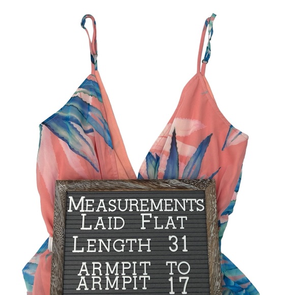 Show Me Your MuMu Pink Blue Olympia Romper in Tropical Twist Small - Picture 6 of 12